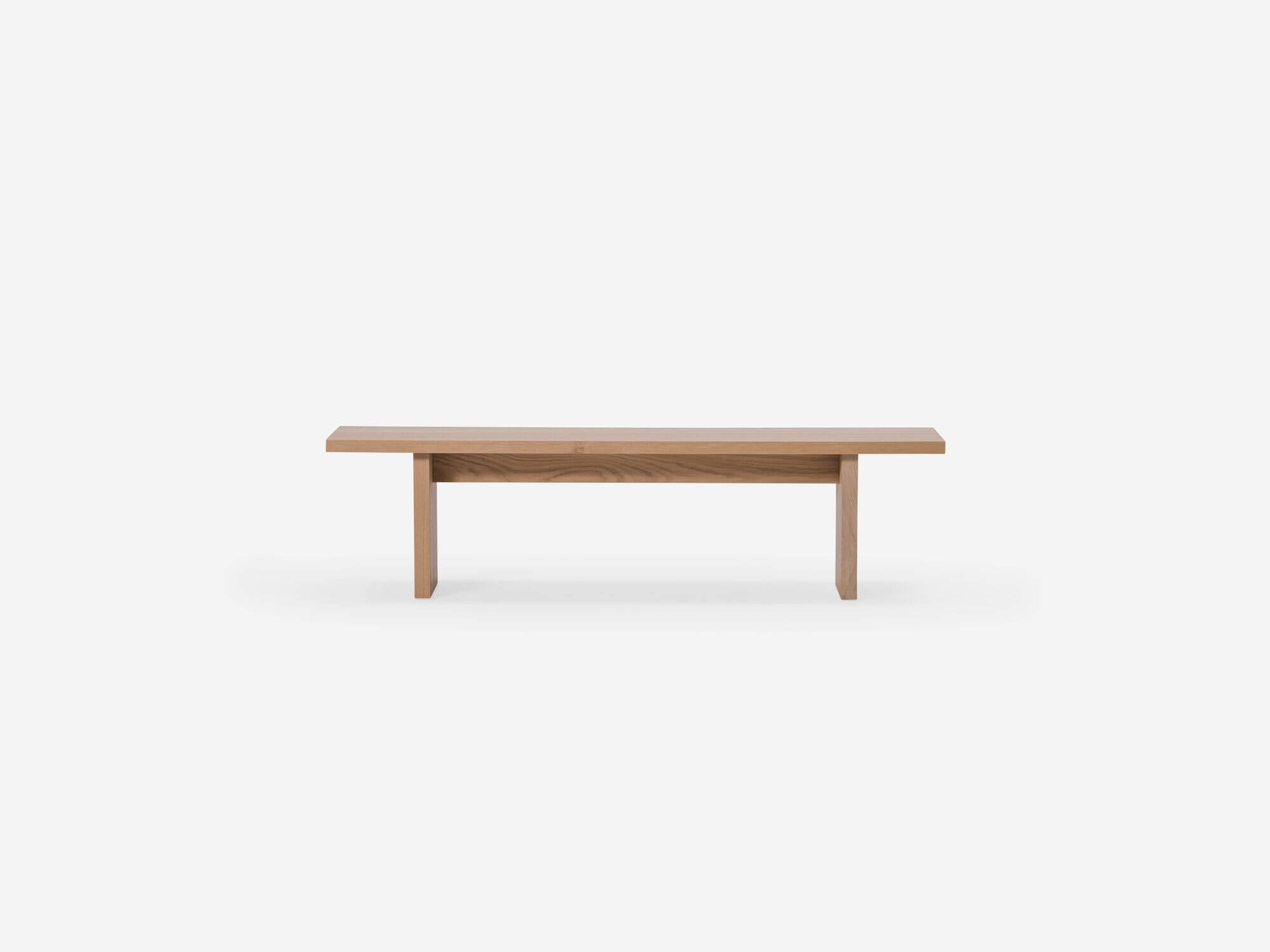 Front view of oak dining bench
